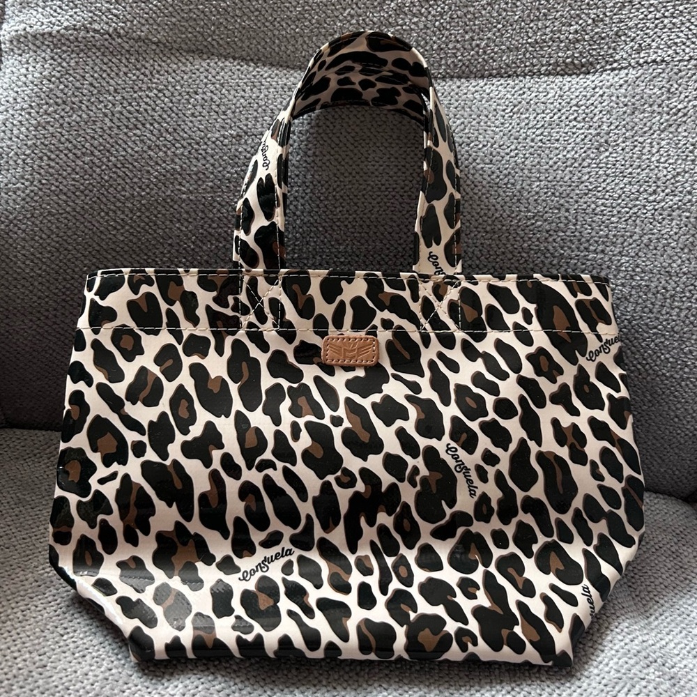 Consuela Leopard Print Mini Tote in Black, Brown & Cream